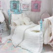 Chantallena White Bed Linens Pauline-White Cotton with White Shabby Ruffles-1:12 Scale Bedding Set|Forever in Bloom