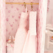 Chantallena White Bed Linens Pink Roses Decoupaged Wardrobe with Shabby Pink Dresses-1:12 Scale | Lillian’s Garden |Chantallena
