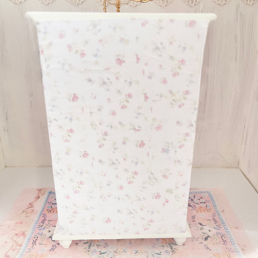 Chantallena White Bed Linens White Decoupaged Hutch with Shabby Linens-1:12 Scale |Painted Petals Furniture |Chantallena