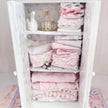 Chantallena White Bed Linens White Decoupaged Hutch with Shabby Linens-1:12 Scale |Painted Petals Furniture |Chantallena