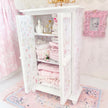 Chantallena White Bed Linens White Decoupaged Hutch with Shabby Linens-1:12 Scale |Painted Petals Furniture |Chantallena