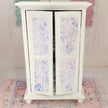Chantallena White Bed Linens White Shabby Decoupaged Hutch with Blue Linens-1:12 Scale |Painted Petals Furniture |Chantallena