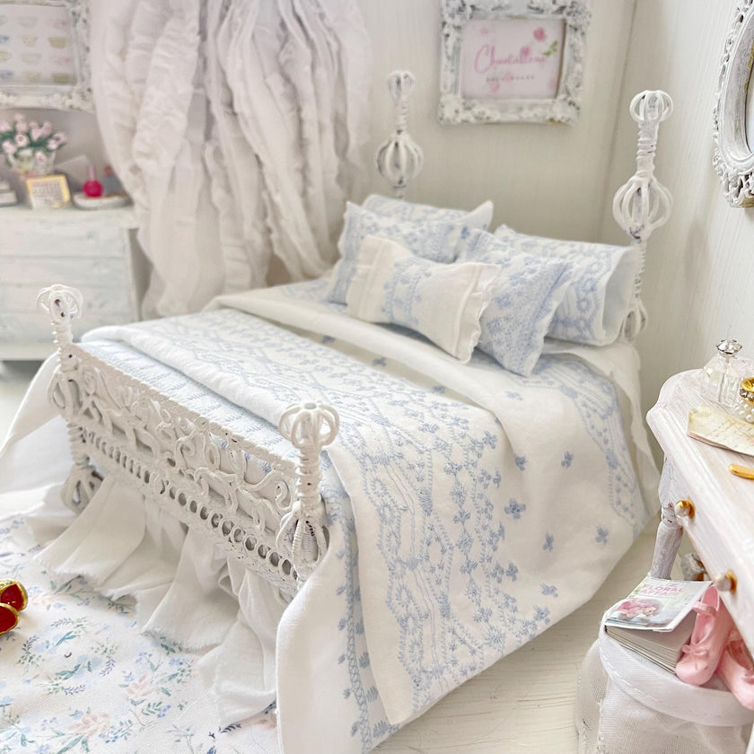 Etsy 1:12 Scale- Alice Lacy Metal Dressed Dollhouse Bed|Nia| Chantallena