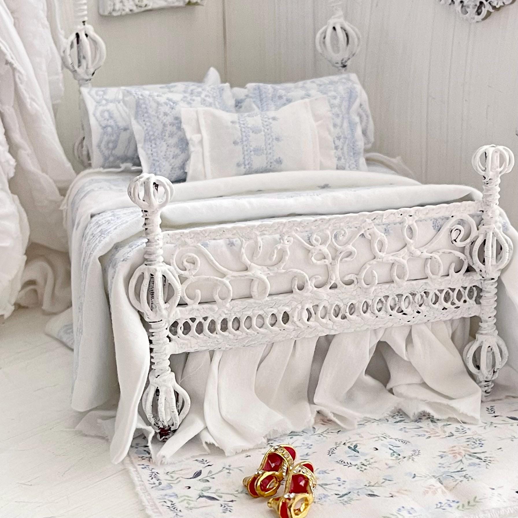 Etsy 1:12 Scale- Alice Lacy Metal Dressed Dollhouse Bed|Nia| Chantallena