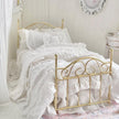 Etsy 1:12 Scale Brass Metal Dressed Dollhouse Double Bed, White Cotton Ruffled Bedding, Romantic Dollhouse Miniature Furniture Decor