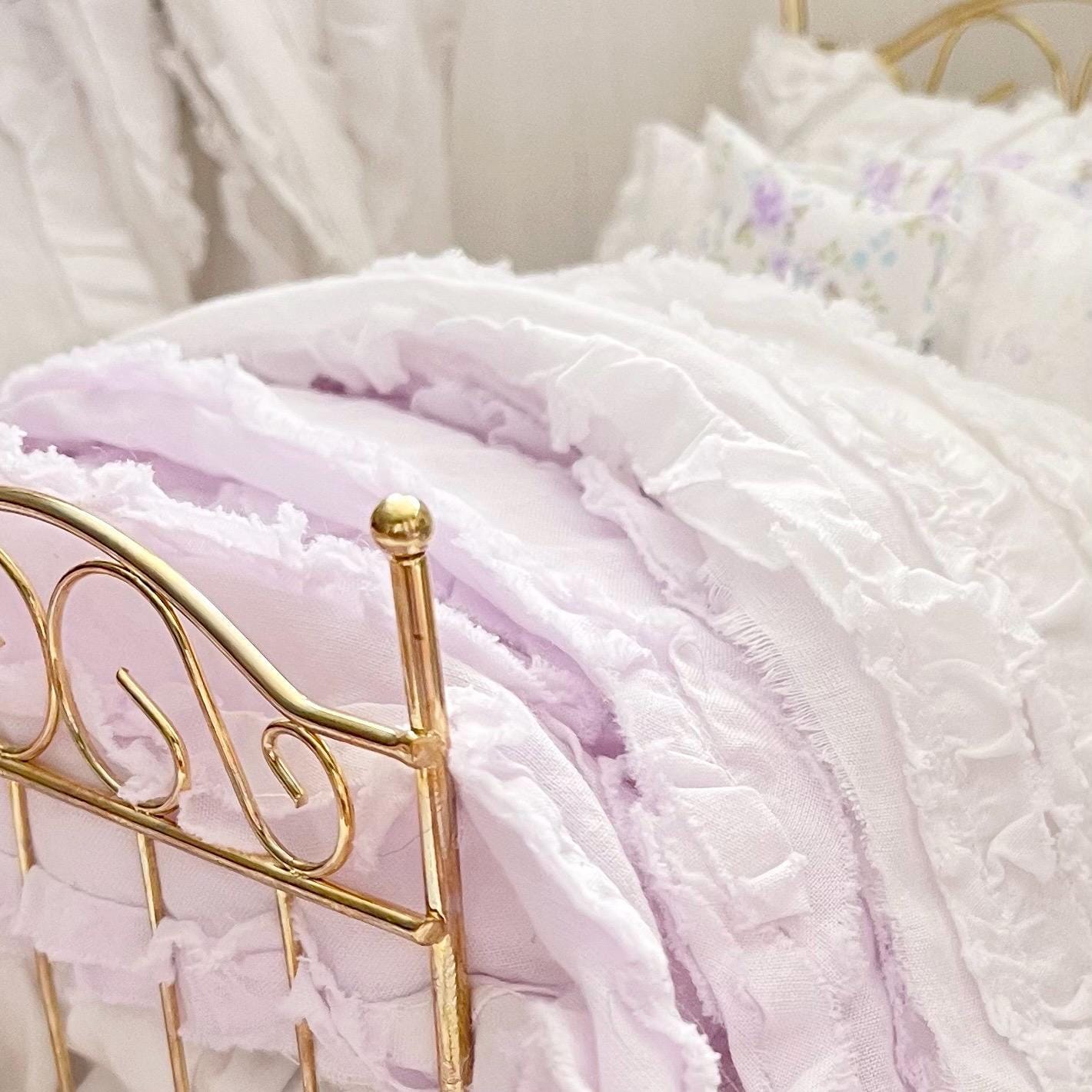 Etsy 1:12 Scale Brass Metal Dressed Dollhouse Single Bed-Violet Rose| Iron and Petals| Chantallena