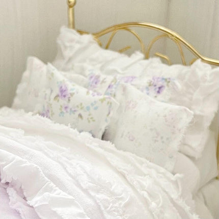 Etsy 1:12 Scale Brass Metal Dressed Dollhouse Single Bed-Violet Rose| Iron and Petals| Chantallena
