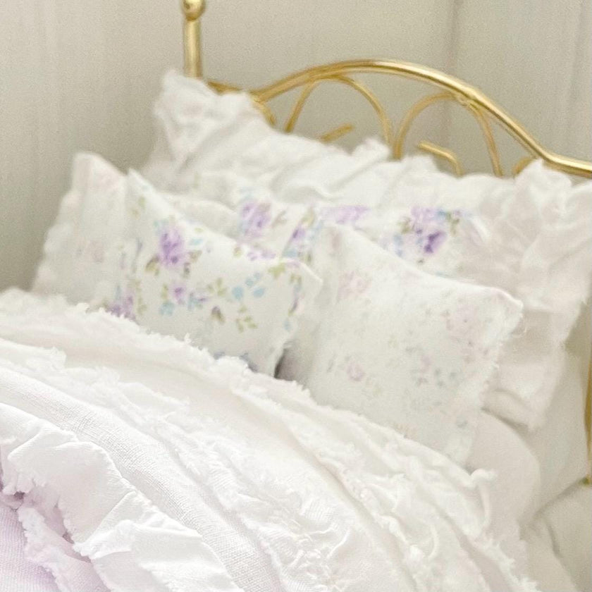 Etsy 1:12 Scale Brass Metal Dressed Dollhouse Single Bed-Violet Rose| Iron and Petals| Chantallena