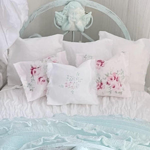 Etsy 1:12 Scale Distressed Mint Painted Metal Dressed Dollhouse Double Bed|Iron and Metal | Chantallena