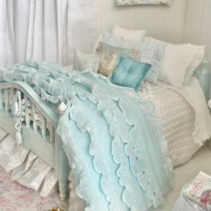 Etsy 1:12 Scale Distressed Painted Blue Wood Dressed Dollhouse Bed-Aqua Blu| Painted Cottage| Chantallena