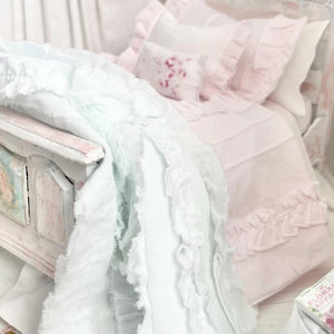 Etsy 1:12 Scale Distressed Painted White and Pink Wood Dressed Decoupaged Dollhouse Bed with Shabby White and Pink Bedding, Romantic Miniatures