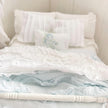 Etsy 1:12 Scale Distressed Painted White Wood Dressed Dollhouse Bed with Shabby White and Blue Ruffled Bedding, Romantic Miniature Furniture