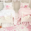 Etsy 1:12 Scale Distressed Painted White Wood Dressed Dollhouse Beds with Shabby White and Pink Ruffled Bedding, Romantic Miniature Furniture