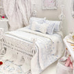 Etsy 1:12 Scale Distressed White Painted Alice Lacy Metal Dressed Dollhouse Double Bed, Blue and White Embroidered Bedding, Romantic  Miniatures