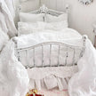 Etsy 1:12 Scale Distressed White Painted Metal Dressed Dollhouse Double Bed with White Cotton Bedding, Romantic Miniature Furniture and Decor