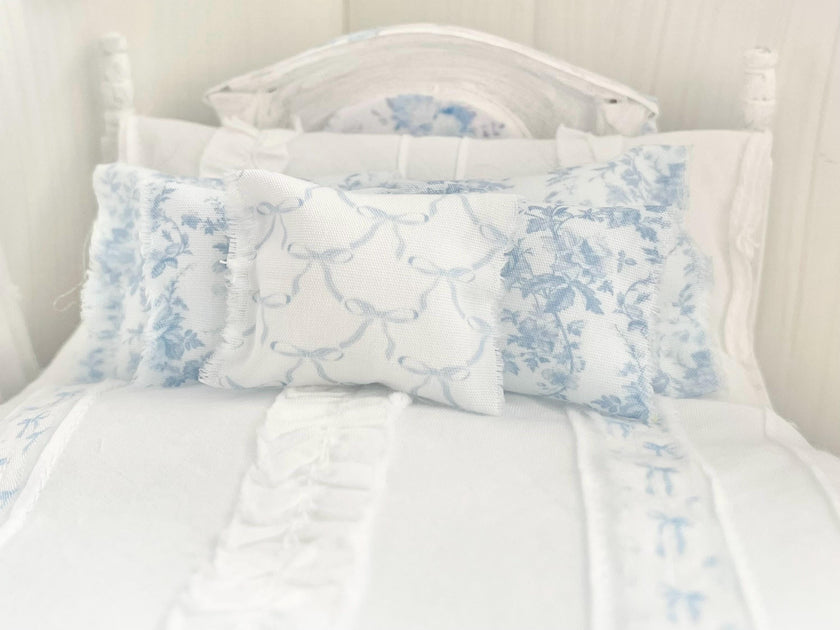 Etsy 1:12 Scale Dressed Dollhouse Bed- Toile and Bows | Decoupaged Romance | Chantallena