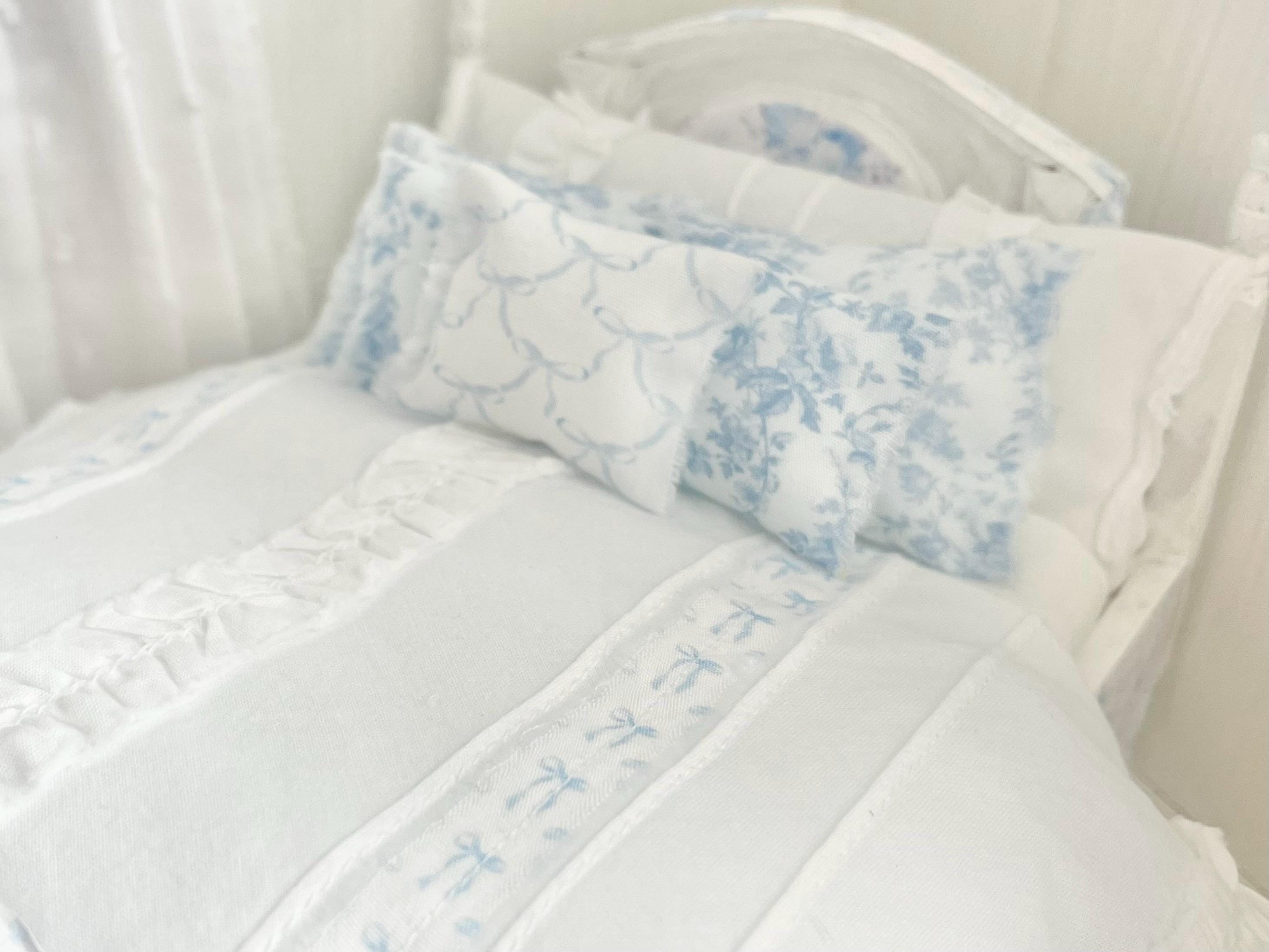 Etsy 1:12 Scale Dressed Dollhouse Bed- Toile and Bows | Decoupaged Romance | Chantallena