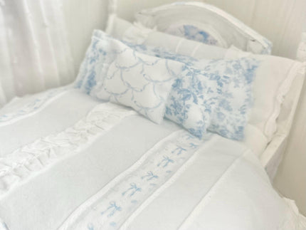 Etsy 1:12 Scale Dressed Dollhouse Bed- Toile and Bows | Decoupaged Romance | Chantallena