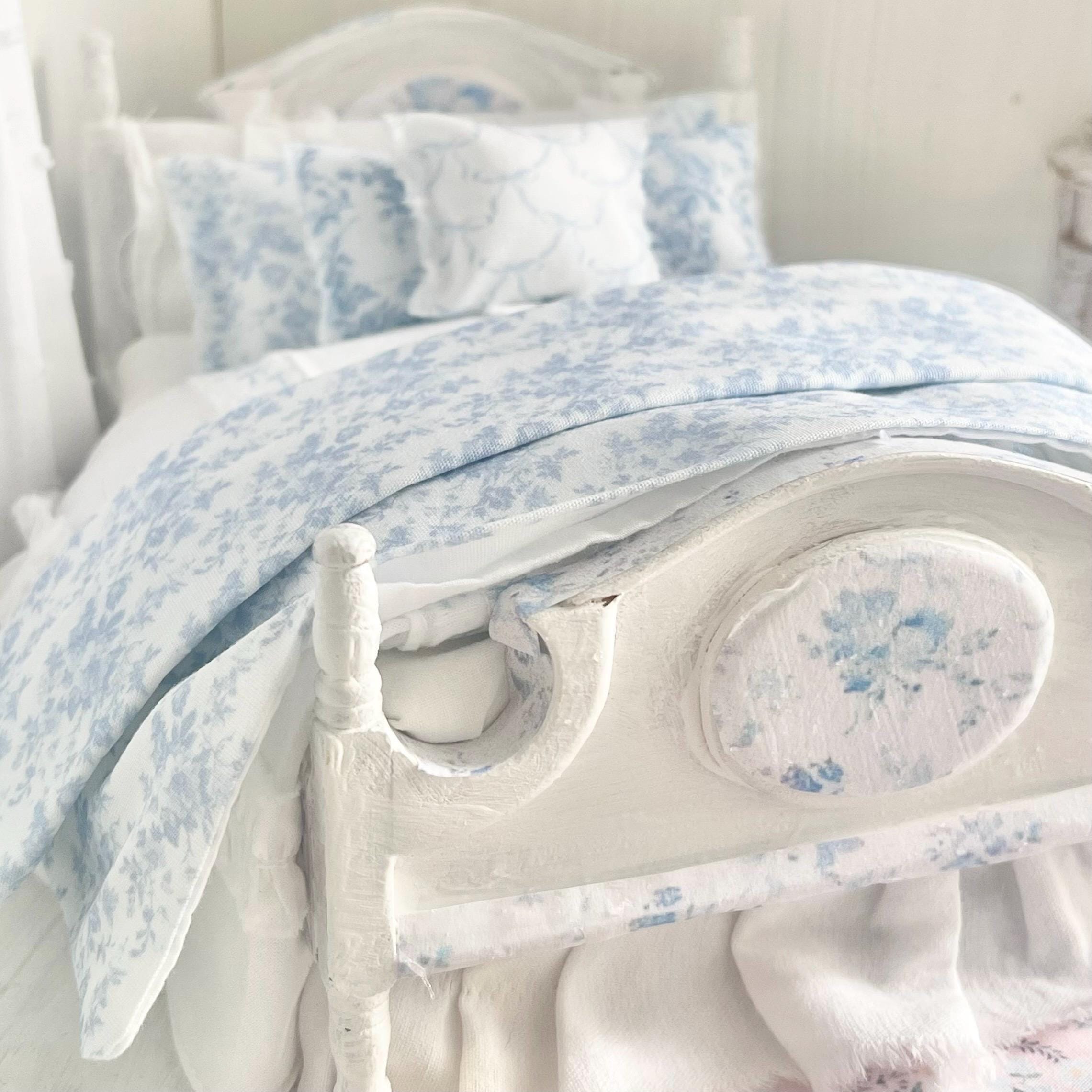 Etsy 1:12 Scale Dressed Dollhouse Bed- Toile and Bows | Decoupaged Romance | Chantallena