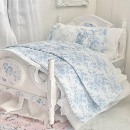 Etsy 1:12 Scale Dressed Dollhouse Bed- Toile and Bows | Decoupaged Romance | Chantallena