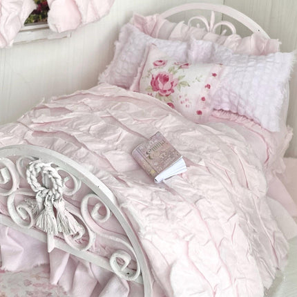 Etsy 1:12 Scale Pink Painted Metal Dressed Dollhouse Double Bed- Penni| Iron and Petals| Chantallena