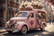 Pink flower delivery truck