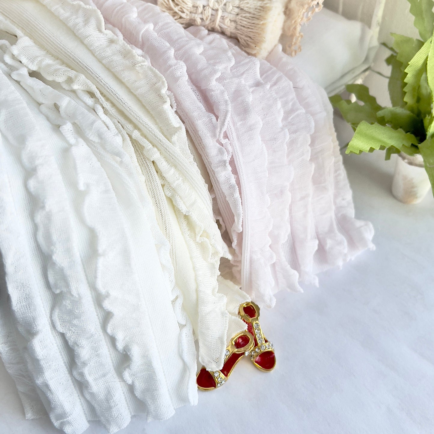 CHANTALLENA At Home | Romantic Poly Knit Petite Ruffled Cascading Throw