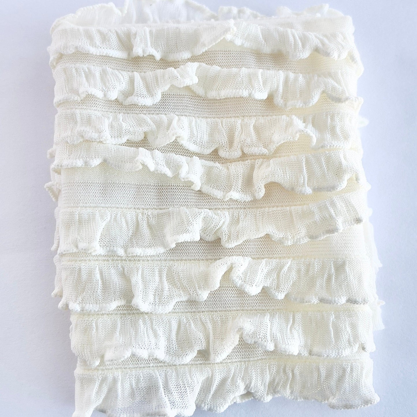 CHANTALLENA Cream At Home | Romantic Poly Knit Petite Ruffled Cascading Throw