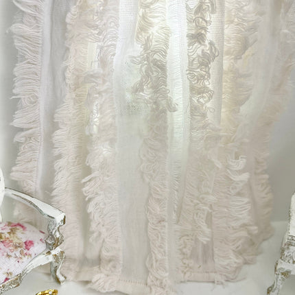 Chantallena Doll House CURTAINS - Tea-Dyed Fringed Textured 2 Panel Cotton Curtains | Tea-Dyed Fringe | Soft Furnishings