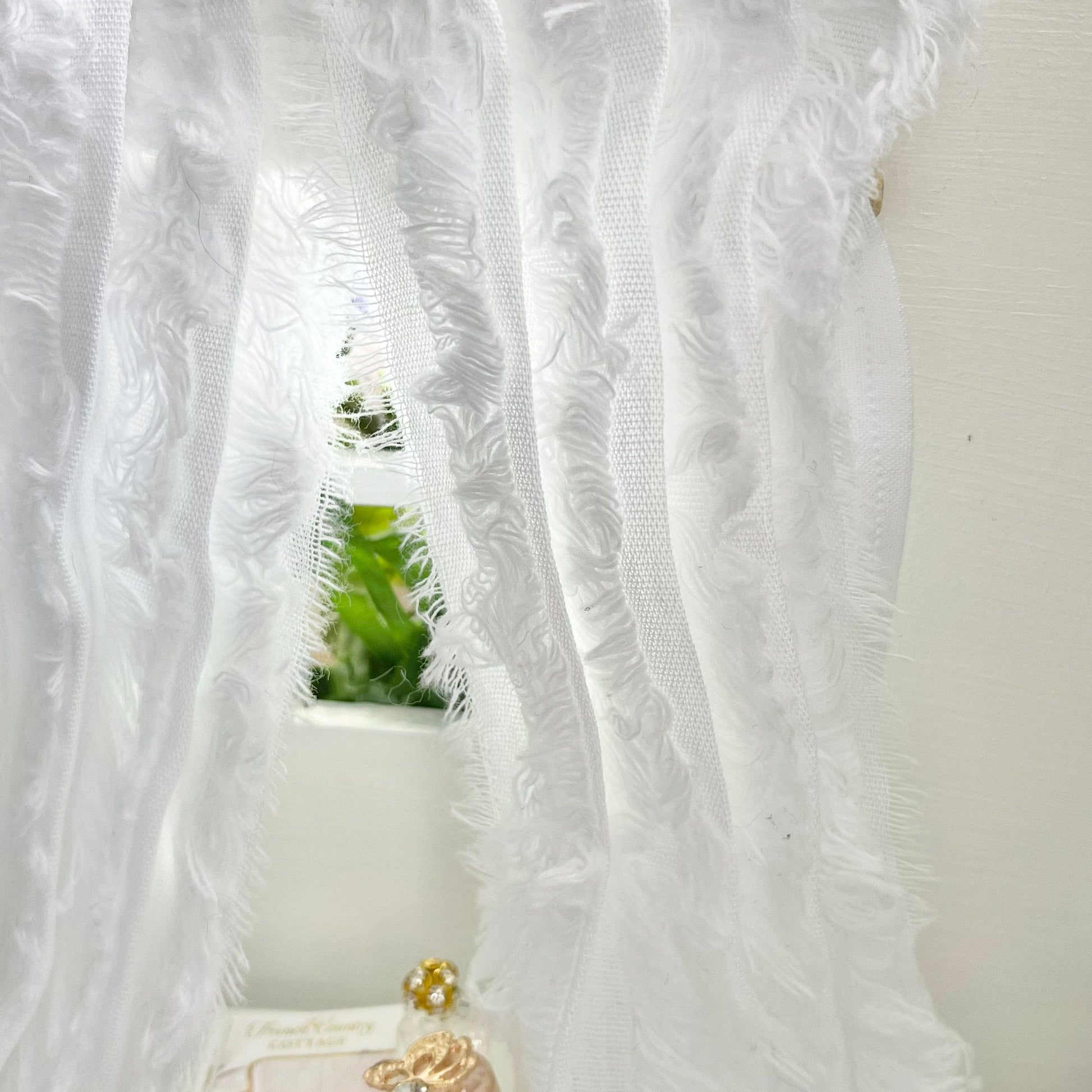 Chantallena Doll House CURTAINS - White Fringed 2 Panel Cotton Curtains | White Fringe | Soft Furnishings