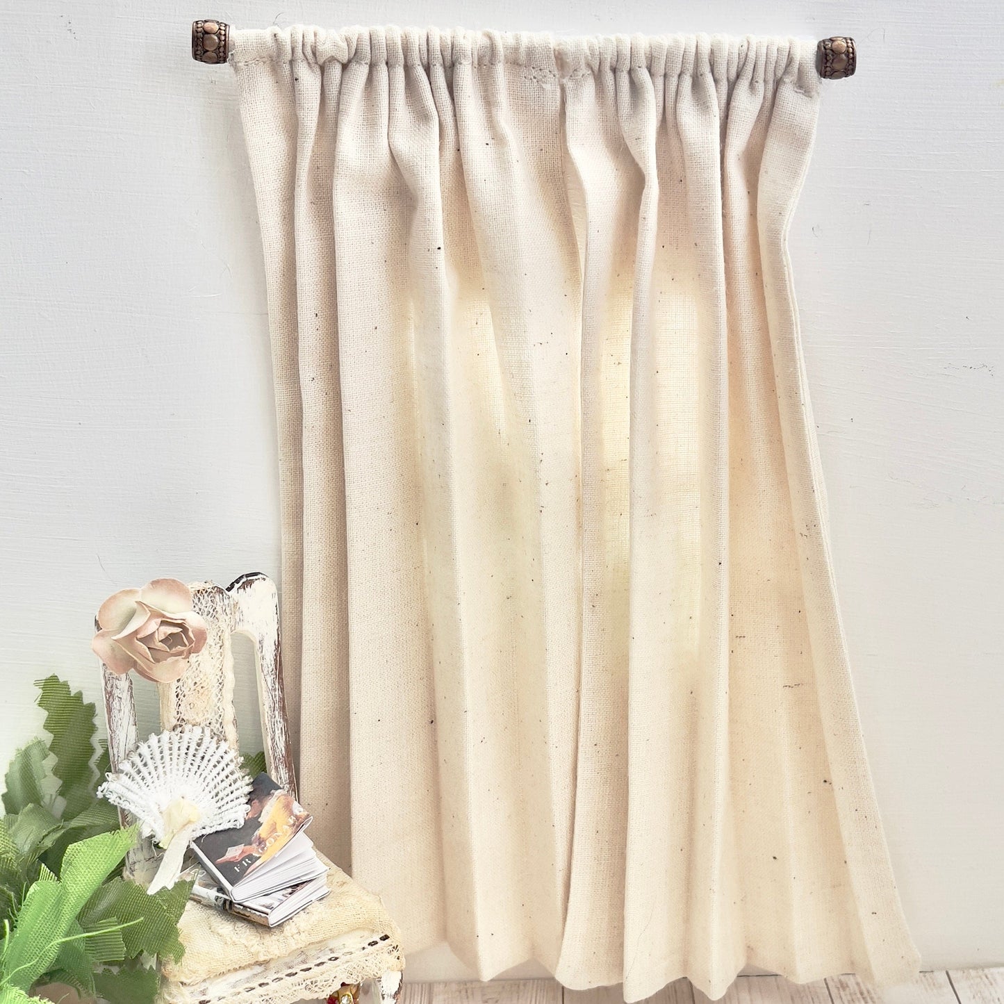 Chantallena Doll House Dollhouse Accessories CURTAINS - 2 Panel Cotton Muslin Curtains | Cotton Muslin | Soft Furnishings