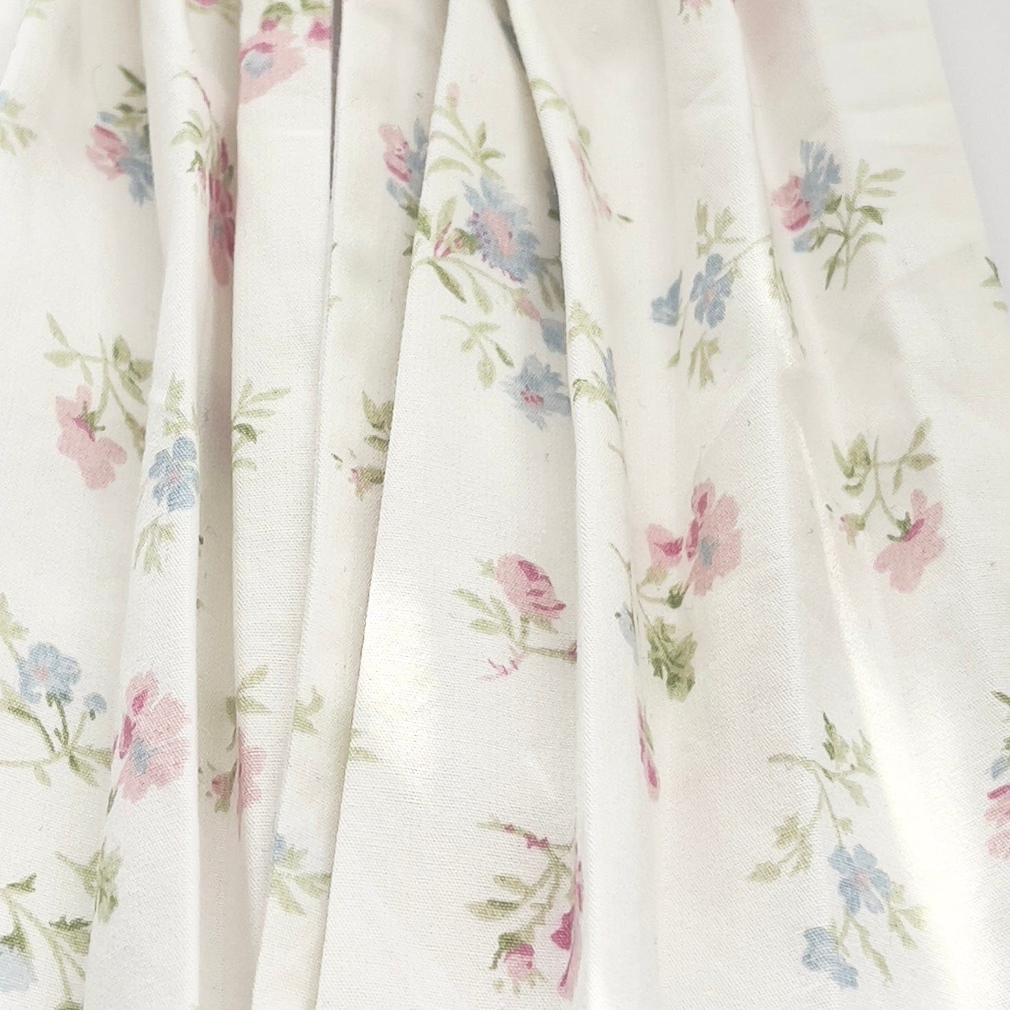 Chantallena Doll House Dollhouse Accessories CURTAINS - Shabby Pink Blue and Green Petite Wildflowers 2 Panel Cotton Curtains | Shabby Wildflowers | Soft Furnishings