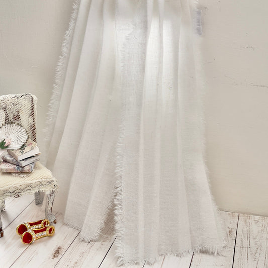 Chantallena Doll House Dollhouse Accessories CURTAINS- White 2 Panel Linen and Cotton Blend Curtains | White Linen/Cotton | Soft Furnishings