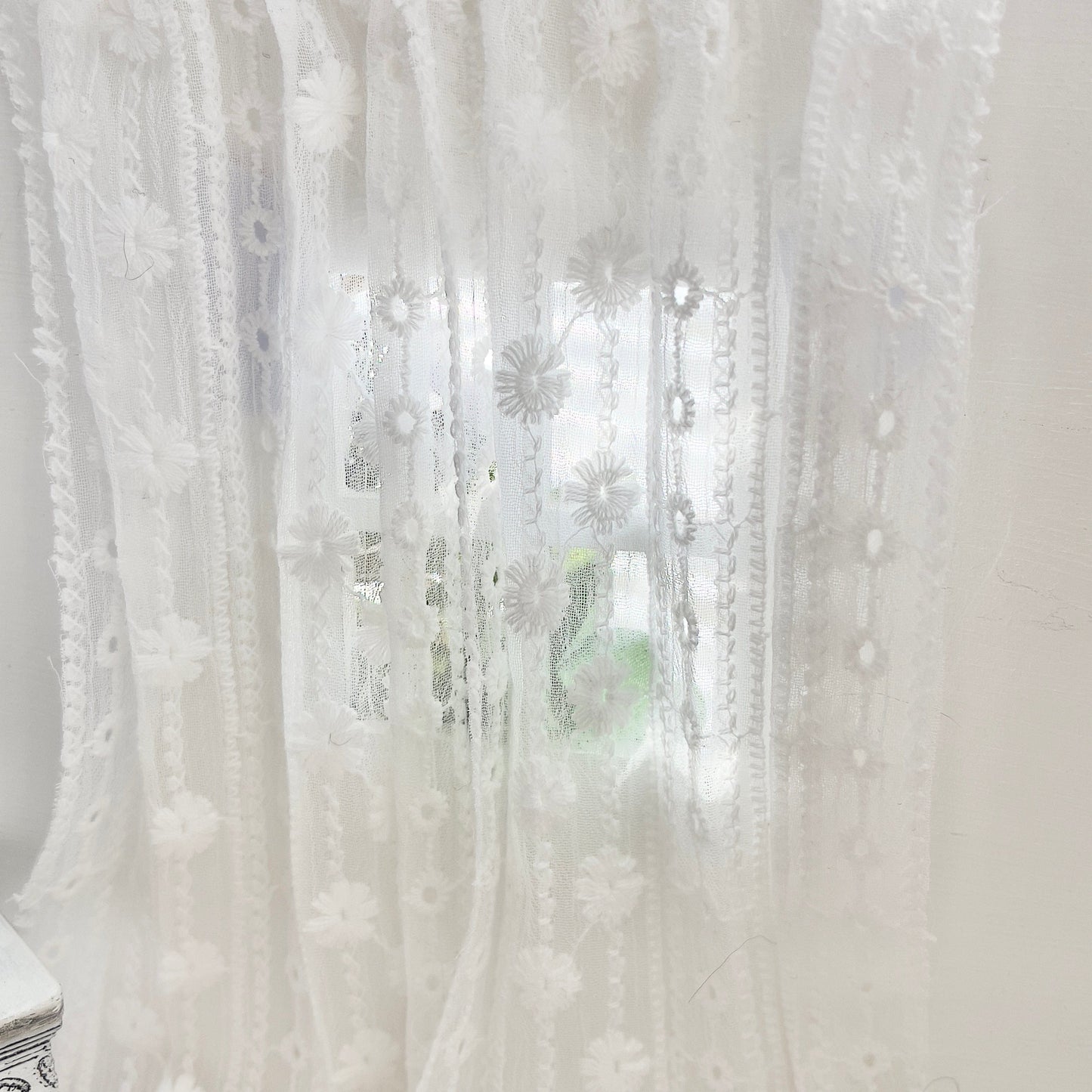 Chantallena Doll House Dollhouse Accessories CURTAINS- White Lace Embroidered 2 Panel Cotton Curtains | White Embroidered Lace | Soft Furnishings