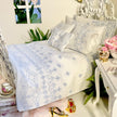 Chantallena Shabby Bed Linens Shabby Cottage- Six Piece Shabby Pale Blue Embroidered Bedding Set