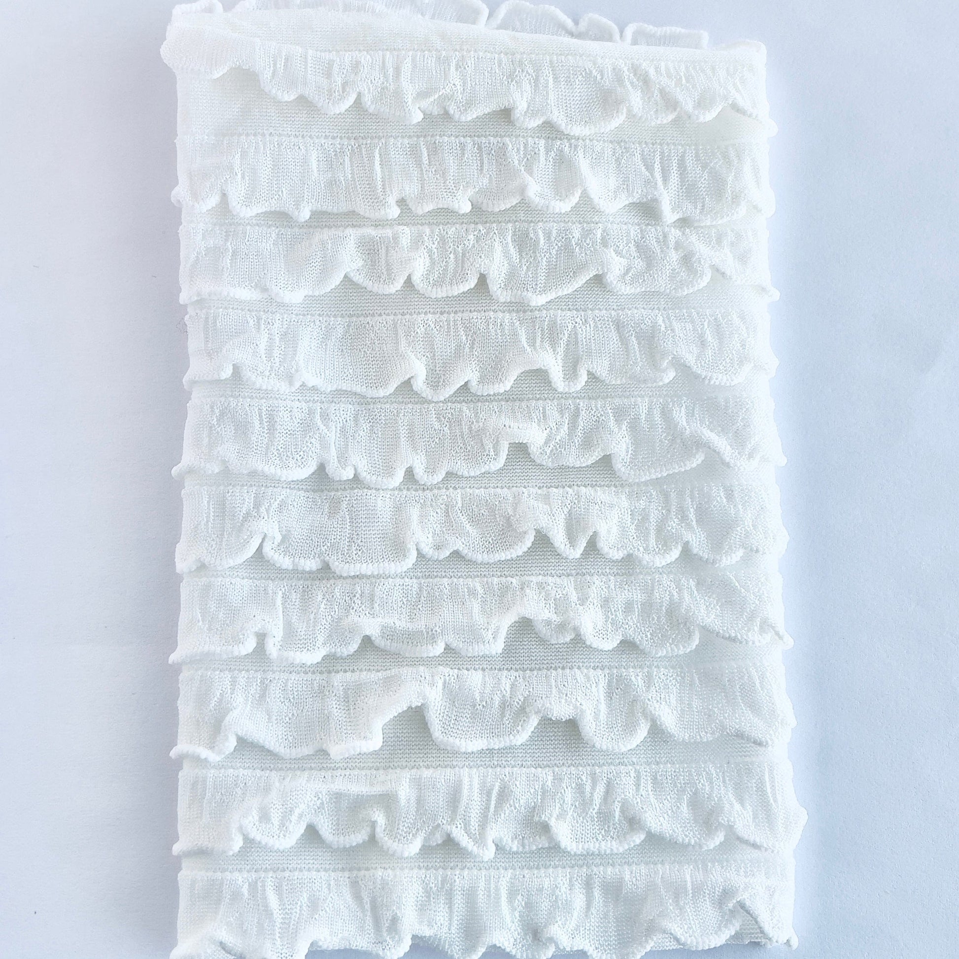 CHANTALLENA White At Home | Romantic Poly Knit Petite Ruffled Cascading Throw