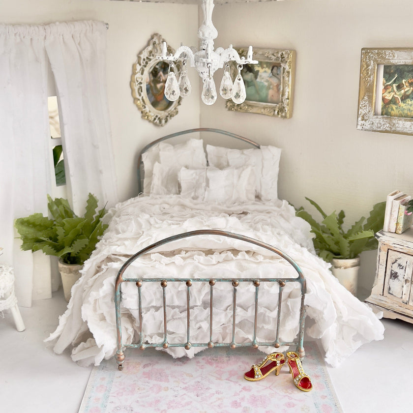 Chantallena White Bed Linens Boundless White | White Distressed Ruffled Cotton  | Leanna