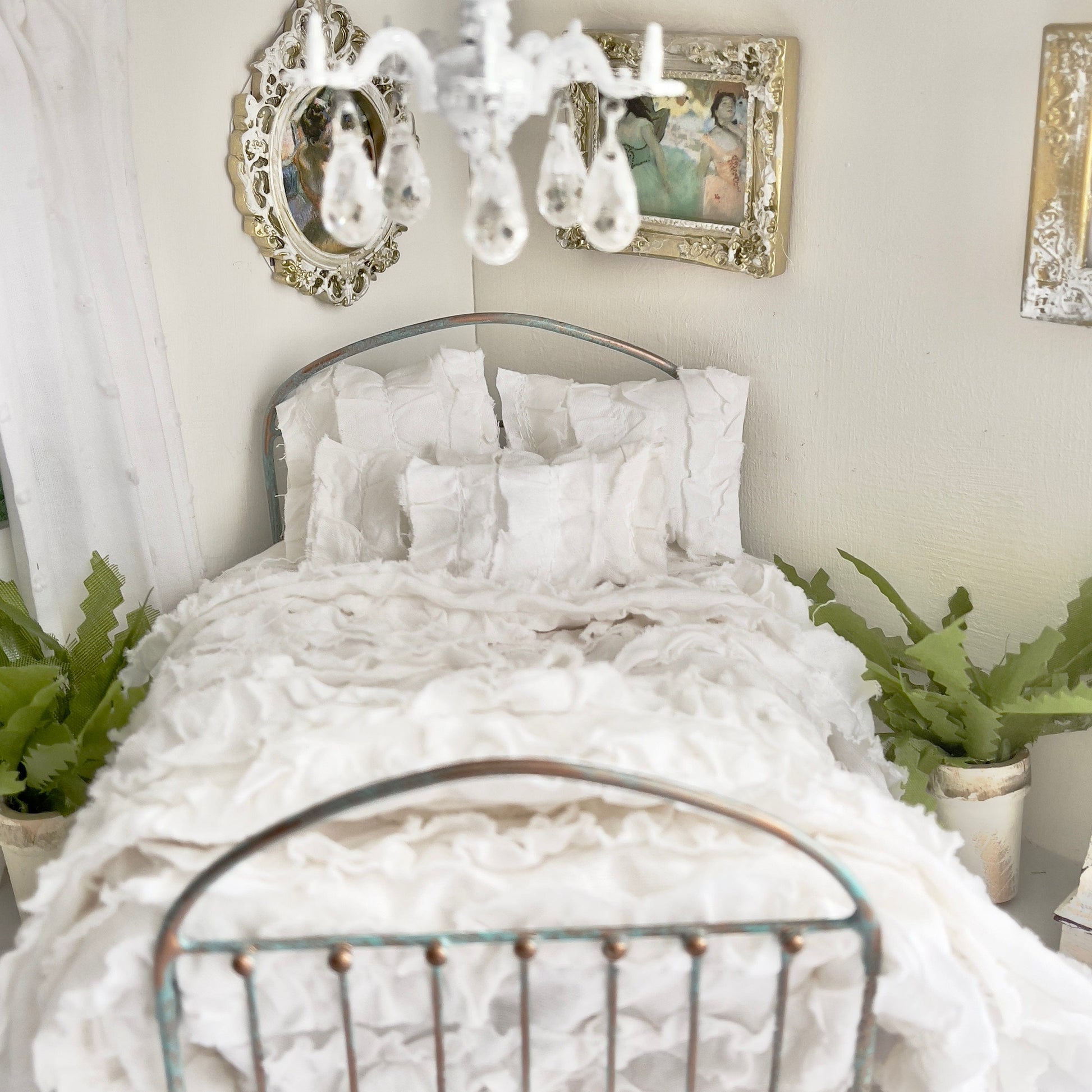 Chantallena White Bed Linens Boundless White | White Distressed Ruffled Cotton  | Leanna