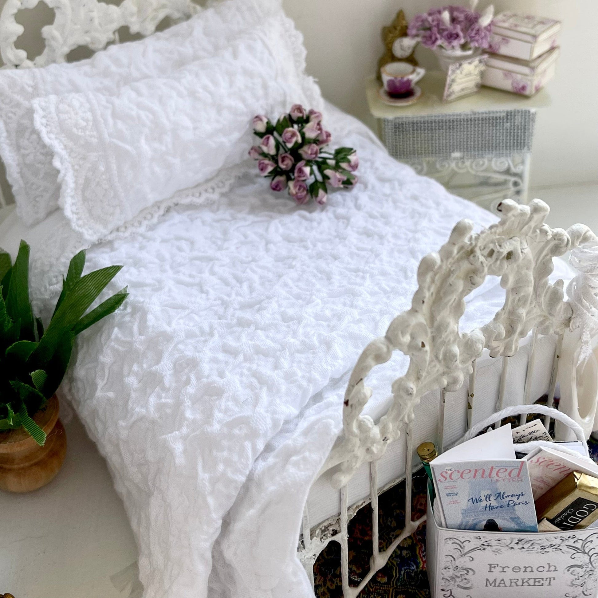 Chantallena White Bed Linens Copy of Boundless White | Six Piece Whisper-Thin White Textured Raw-Edged Cotton Bedding Set | Franklynn