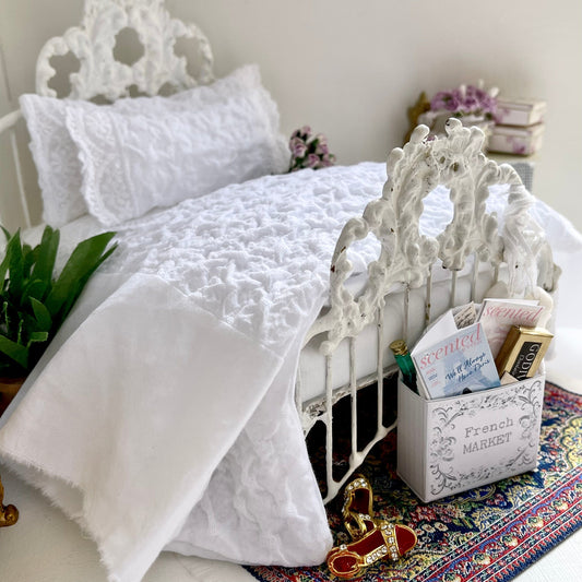 Chantallena White Bed Linens double bedding Copy of Boundless White | Six Piece Whisper-Thin White Textured Raw-Edged Cotton Bedding Set | Franklynn