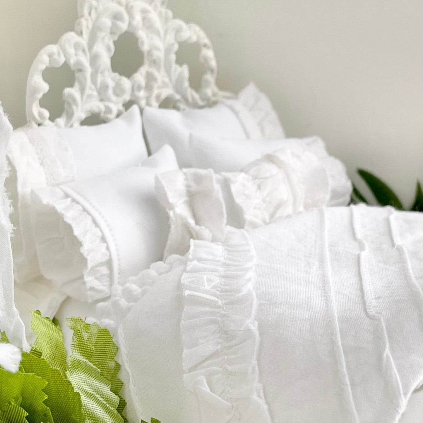 Chantallena White Bed Linens single Boundless White | Eight Piece White Cotton with White Ruffles and Pintucks Bedding Set | Ciara